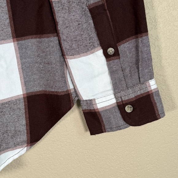 Abercrombie & Fitch Brown and White Plaid Button Down Flannel Shirt - Picture 6 of 7